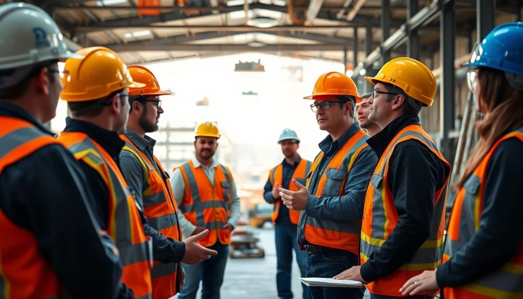 Engaging construction safety training in action, emphasizing teamwork and safety compliance.