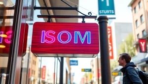 Engaging sign design showcased on a modern storefront, highlighting creativity and visibility.