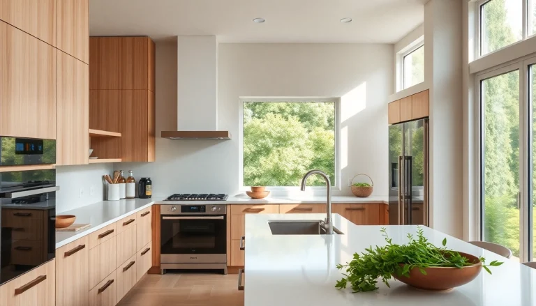 Spacious kitchen remodeling highlighting sleek cabinetry and modern appliances for an inviting atmosphere.
