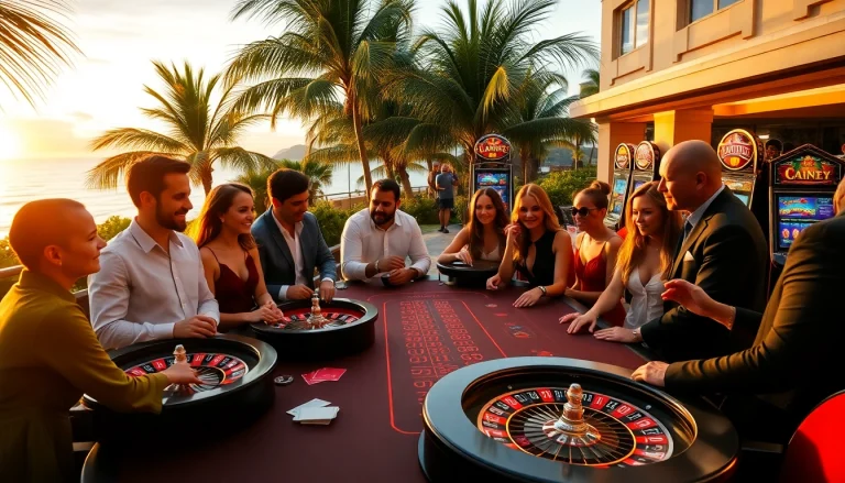 Experience vibrant casino excitement outdoors with gambling activities at https://f1682.email/ featuring roulette and slot machines.